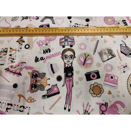 Coton enduit Keep Calm and be a princess