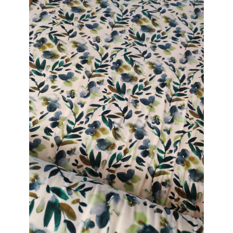 Jersey Fleurs Aquarelle bleue